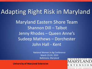 Adapting Right Risk in Maryland Maryland Eastern Shore Team