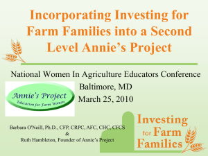 Incorporating Investing for Farm Families into a Second Level Annie’s Project
