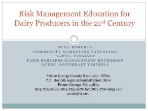 Risk Management Education for Dairy Producers in the 21 Century st