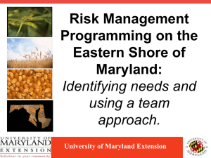 Risk Management Programming on the Eastern Shore of Maryland: