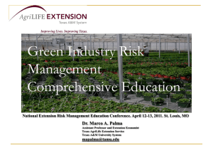 Green Industry Risk Management Comprehensive Education Dr. Marco A. Palma