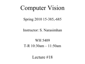 Computer Vision Lecture #18 Spring 2010 15-385,-685 Instructor: S. Narasimhan