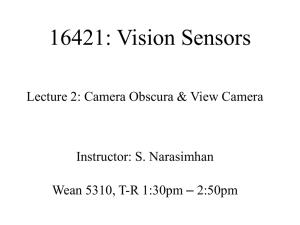 16421: Vision Sensors Lecture 2: Camera Obscura &amp; View Camera