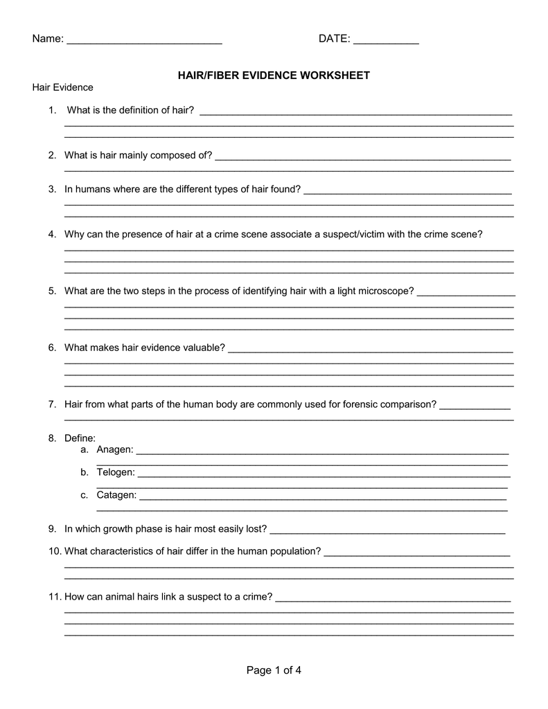 Hair And Fiber Evidence Worksheet Answers Worksheet List