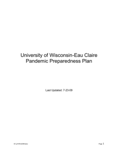 University of Wisconsin-Eau Claire Pandemic Preparedness Plan Last Updated: 7-23-09