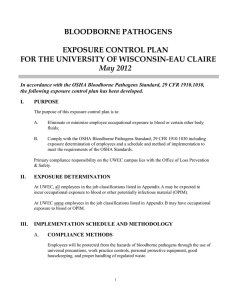 BLOODBORNE PATHOGENS  EXPOSURE CONTROL PLAN FOR THE UNIVERSITY OF WISCONSIN-EAU CLAIRE