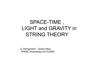 SPACE-TIME , LIGHT and GRAVITY in STRING THEORY S. Ramgoolam , Queen Mary,