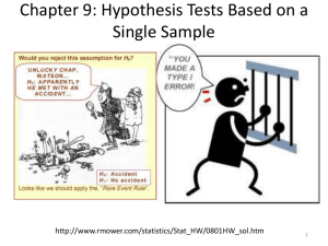 Chapter 9: Hypothesis Tests Based on a Single Sample  1