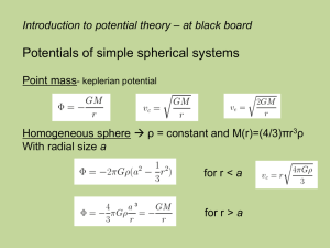 Potentials of simple spherical systems – at black board Point mass