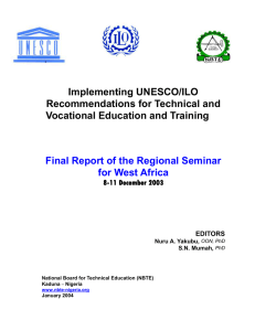 Implementing UNESCO/ILO Recommendations for Technical and Vocational Education and Training