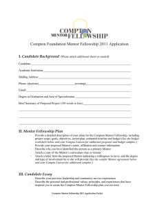 Compton Foundation Mentor Fellowship 2011 Application  Candidate Background