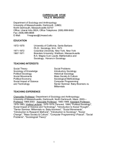 CURRICULUM  VITAE YALE R. MAGRASS  Department of Sociology and Anthropology