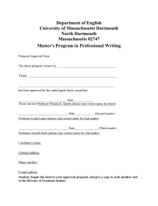 Department of English University of Massachusetts Dartmouth North Dartmouth Massachusetts 02747