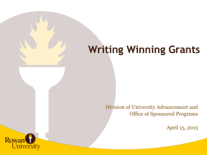 Writing Winning Grants Division of University Advancement and Office of Sponsored Programs