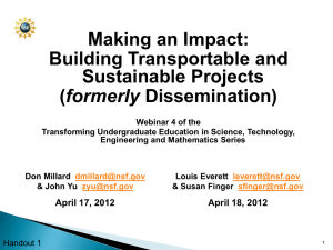 Making an Impact: Building Transportable and Sustainable Projects formerly
