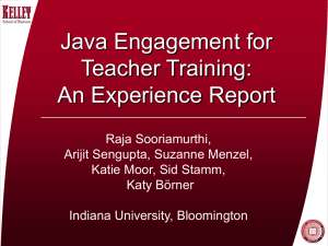 Java Engagement for Teacher Training: An Experience Report