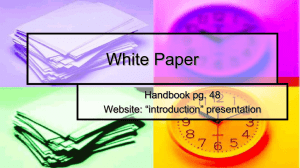 White Paper Handbook pg. 48 Website: “introduction” presentation