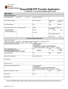 RowanSOM FPP Provider Application SECTION 1 New/Initial Corrections (please type or print)