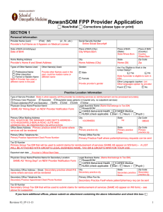 RowanSOM FPP Provider Application SECTION 1 New/Initial Corrections (please type or print)