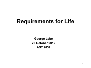 Requirements for Life George Lebo 23 October 2012 AST 2037