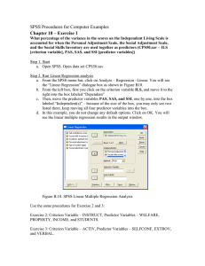 SPSS Procedures for Computer Examples Chapter 18 – Exercise 1