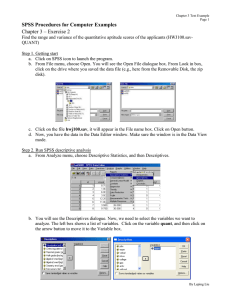 SPSS Procedures for Computer Examples Chapter 3 – Exercise 2