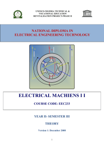 ELECTRICAL MACHIENS I I  NATIONAL DIPLOMA IN ELECTRICAL ENGINEERING TECHNOLOGY