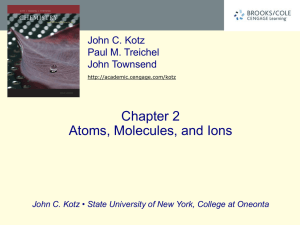 Chapter 2 Atoms, Molecules, and Ions John C. Kotz Paul M. Treichel