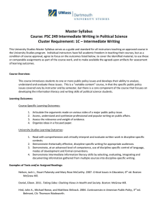 Master Syllabus Course: PSC 249 Intermediate Writing in Political Science