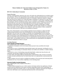 Master Syllabus for University Studies Course Proposal for Cluster 4A