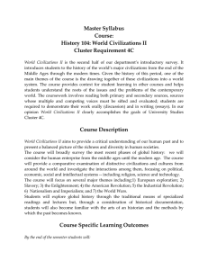 Master Syllabus Course: History 104: World Civilizations II Cluster Requirement 4C