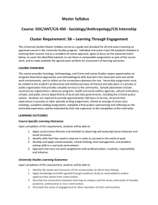 Master Syllabus  Course: SOC/ANT/CJS 450 - Sociology/Anthropology/CJS Internship