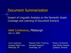 Document Summarization AAAI Conference , Pittsburgh