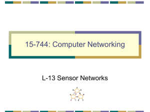 15-744: Computer Networking L-13 Sensor Networks