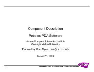 Component Description Pebbles PDA Software