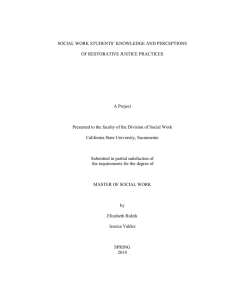 SOCIAL WORK STUDENTS’ KNOWLEDGE AND PERCEPTIONS OF RESTORATIVE JUSTICE PRACTICES  A Project