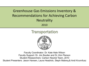 Greenhouse Gas Emissions Inventory &amp; Recommendations for Achieving Carbon Neutrality 2010