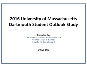 2016 University of Massachusetts Dartmouth Student Outlook Study Presented By: SPRING 2016