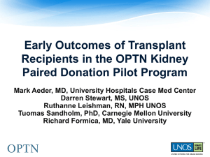 Early Outcomes of Transplant Recipients in the OPTN Kidney