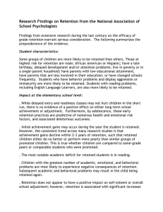 Research Findings on Retention from the National Association of School Psychologists