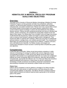 OVERALL HEMATOLOGY &amp; MEDICAL ONCOLOGY PROGRAM GOALS AND OBJECTIVES