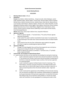 Student Government Association Senate Meeting Minutes 10/13/2015 I.