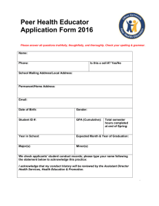 Peer Health Educator Application Form 2016