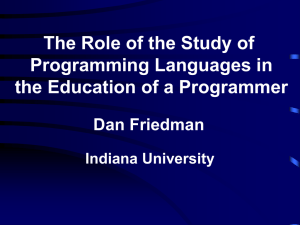 The Role of the Study of Programming Languages in Dan Friedman