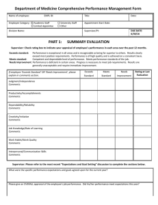 Department of Medicine Comprehensive Performance Management Form