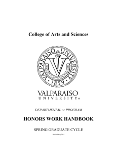 College of Arts and Sciences HONORS WORK HANDBOOK SPRING GRADUATE CYCLE