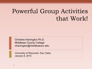 Powerful Group Activities that Work! Christine Harrington Ph.D. Middlesex County College