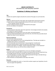 Guidelines To Writing Lab Reports UMASS DARTMOUTH ARC/WRITING AND READING CENTER
