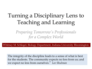 Turning a Disciplinary Lens to Teaching and Learning Preparing Tomorrow’s Professionals
