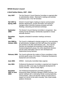 WPUNJ Director’s Council  A Brief Outline History, 1997 - 2010 July 1997